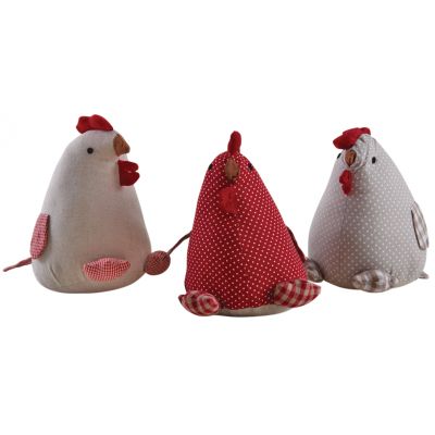 Cale-porte poule en coton et lin (Lot de 3 - modèles assortis )