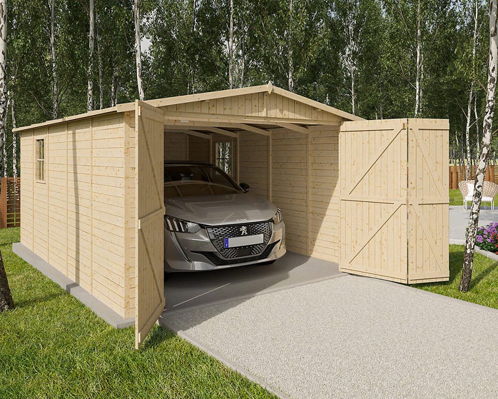 Garage – Abri de Jardin KOVER BY TRIGANO en Bois toit plat surface totale 15 m2