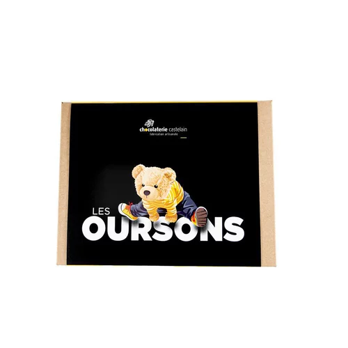 Essentiel au jardin：Oursons en guimauve enrobés de chocolat noir bio Chocolaterie Castelain - 150 g