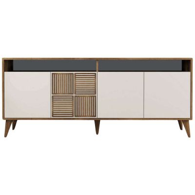 Buffet en aggloméré 4 portes Milan (Noyer et crème)