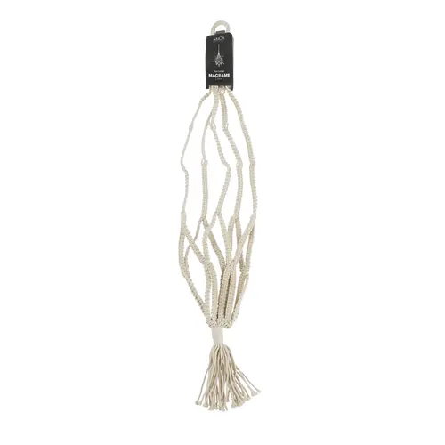 Sélection pour le jardin:Suspension pour pot en macramé de coton recyclé coloris blanc cassé - Ø 15 x H 110 cm