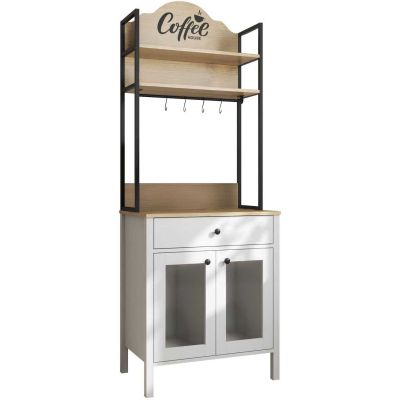 Meuble de cuisine bar à café en aggloméré Frannie (Blanc et noir)