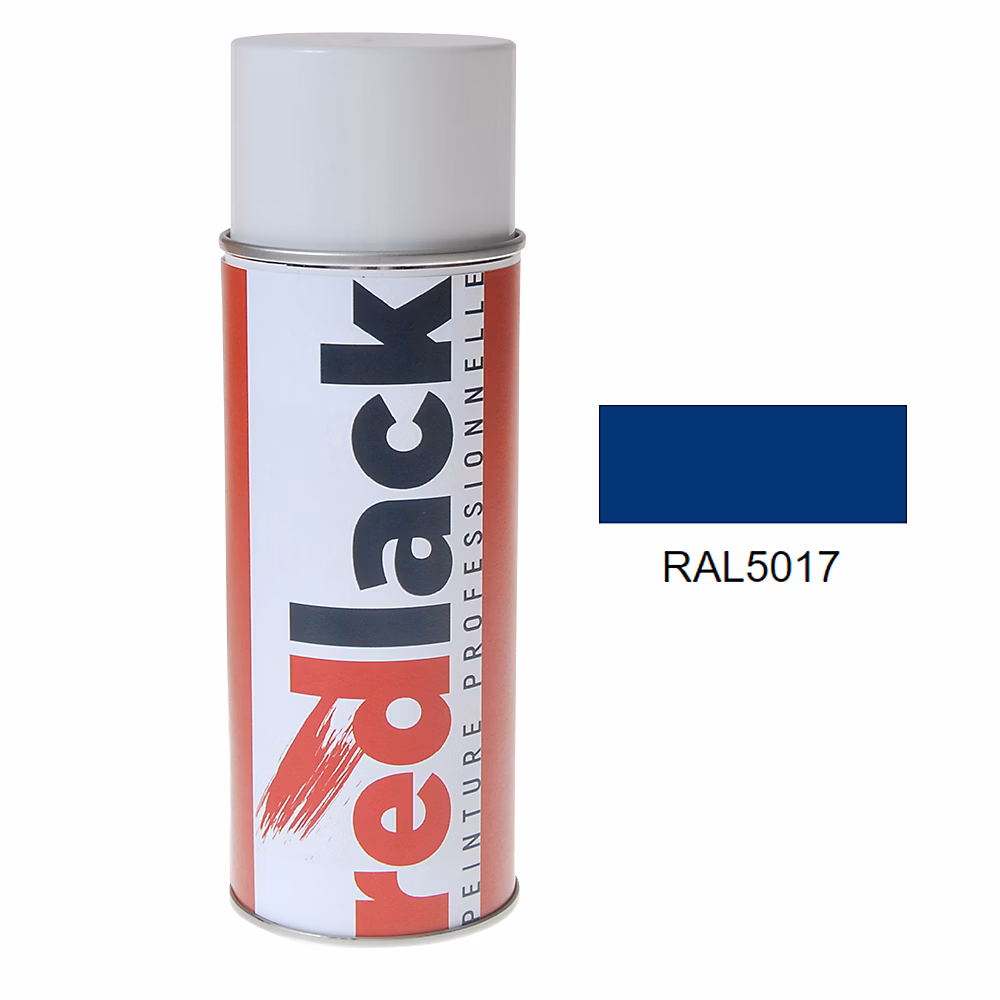 Bombe de peinture Aérosol – spray | 400ml | RAL 5017 Bleu signalisation | Brillant | multisupport | Redlack | RAL5017
