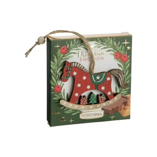 Une sélection pour le jardin：Étui de Noël chocolat cheval à bascule France Décor - 36 g