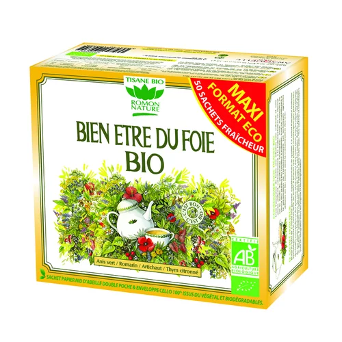 Plaisir dehors:Tisane bien-être du foie bio en boite de 80 g