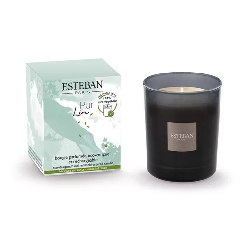 Jardin et pratique:Bougie parfumée rechargeable Initiale Pur Lin Esteban - 180 g