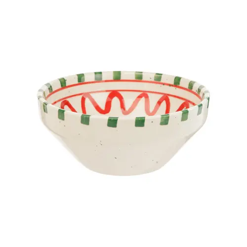 Style jardin:Bol en céramique blanc, vert et rouge Venda - H 6 x Ø 14 cm