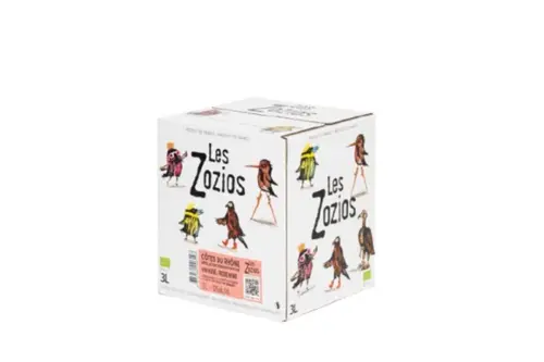 Équipement jardin：Vin rosé Côtes du Rhône AOC bio Le chevalier Gambette Drôles de zozios Demazet en bag in box - 3 L