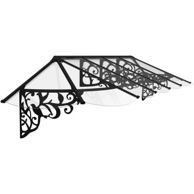 Marquise de porte en aluminium et polycarbonate Lily (370 x 88 cm)