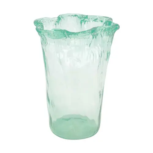 Confort jardin：Vase en verre recyclé transparent grand modèle - Ø 18 x H 25 cm