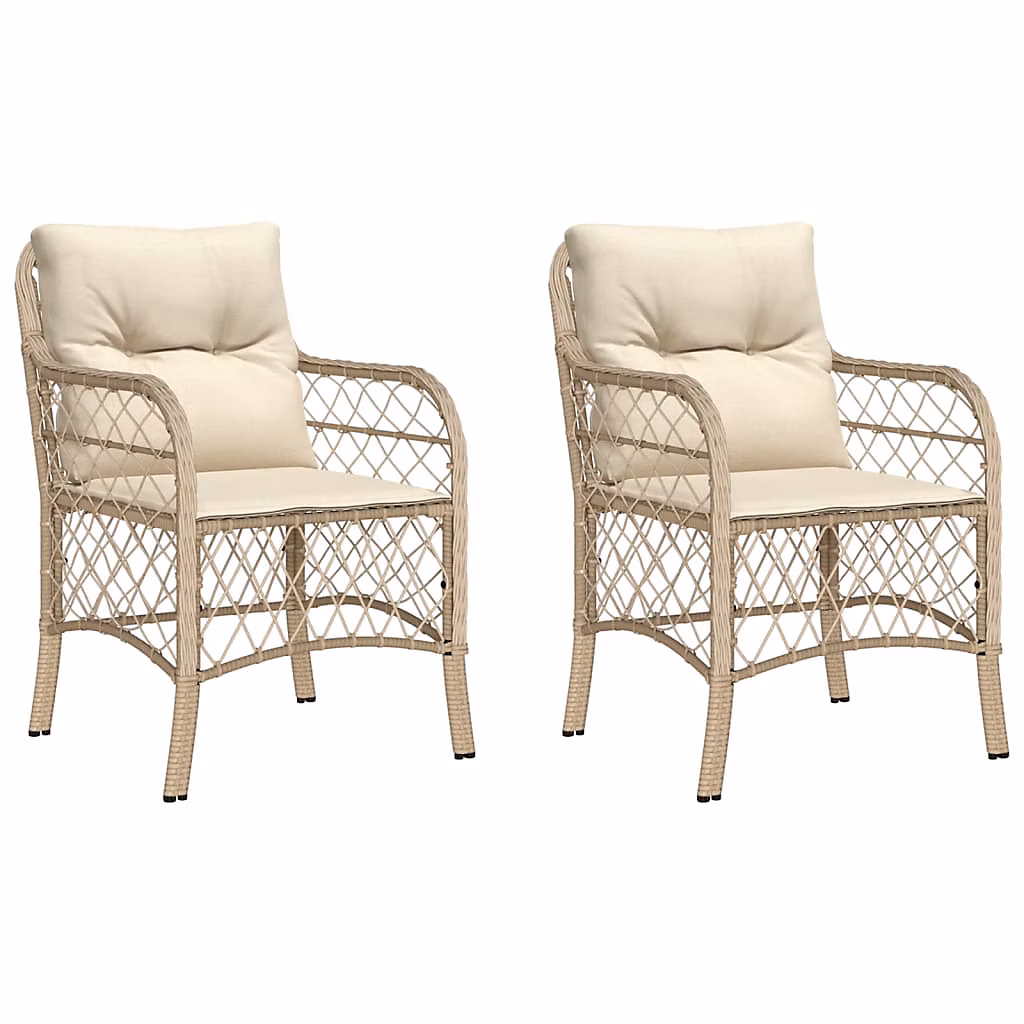 Chaises de jardin avec coussins beige résine tressée vidaXL – lot de 2