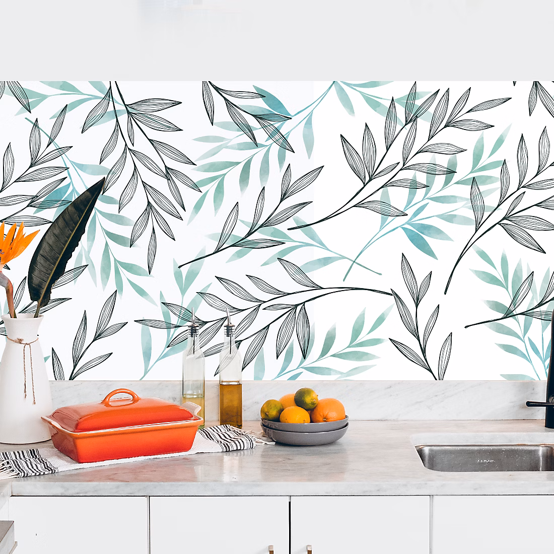 Crédence adhésive décoration feuillage 30 × 70 cm