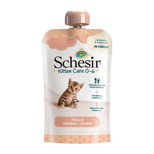 Jardin à découvrir:Aliment humide pour chaton poulet en crème Schesir Kitten Care - 150 g