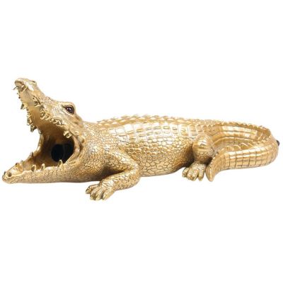 Lampe animal doré en résine (Crocodile)