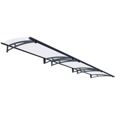 Marquise de porte en aluminim gris et polycarbonate transparent Aquila (453.5 x 91.5 cm)