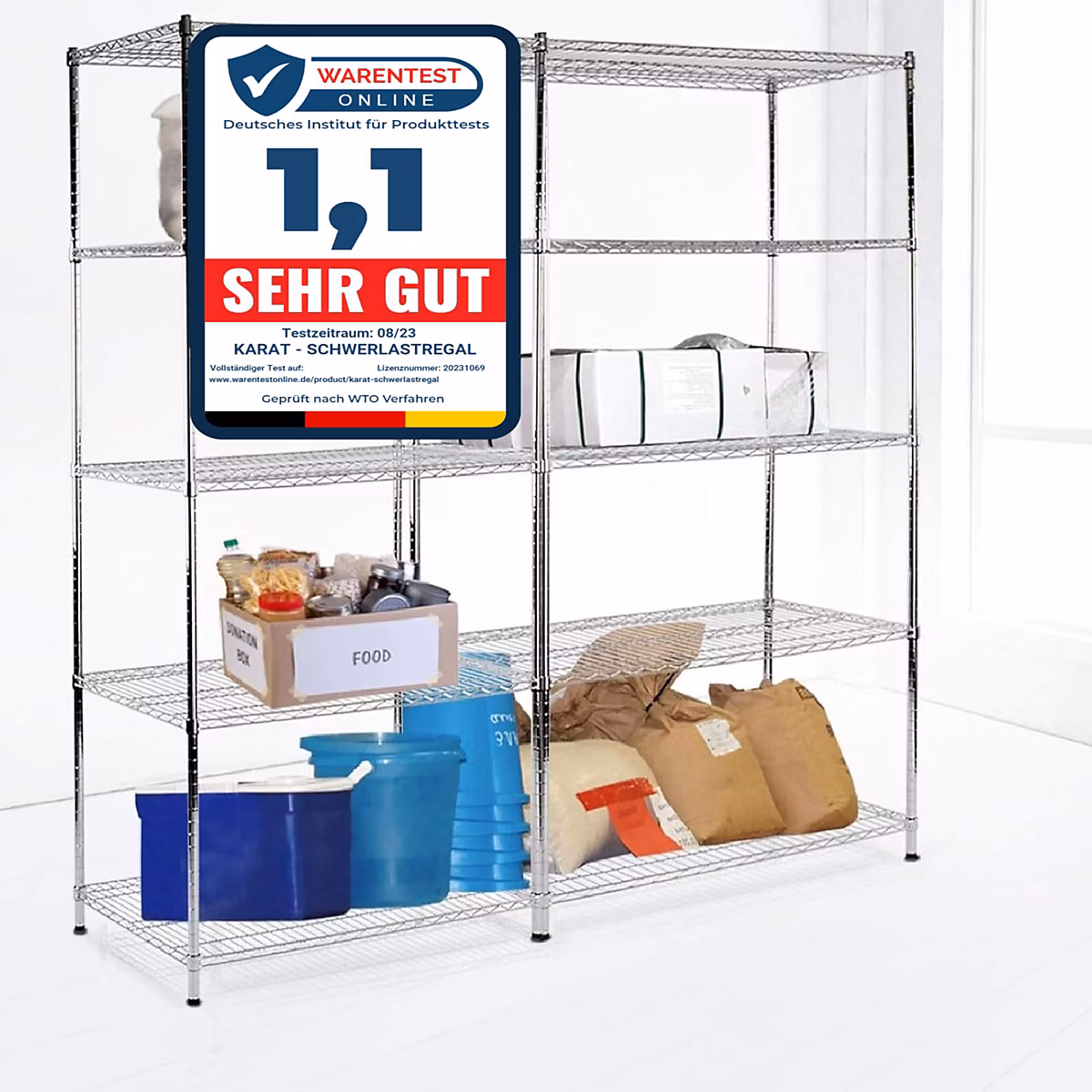 Étagère pour charge lourde Acier – Meuble de rangement Finition Chromé, 3 étagères, 60 × 35 × 90 cm, charge max 350 kg