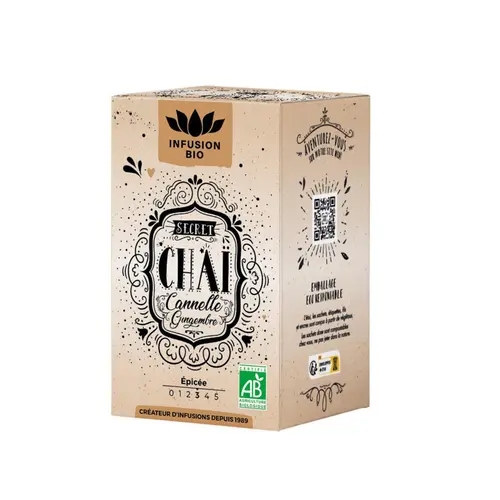 Jardin équipement:Tisane plaisir chai cannelle gingembre bio Romon Nature - 16 sachets
