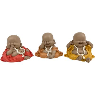 Bouddha décoratif voit entend et parle rieurs (Lot de 3)