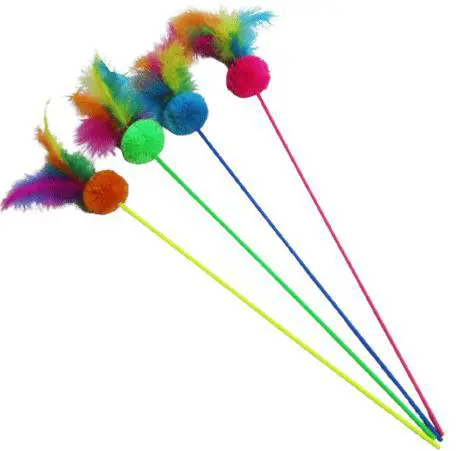 Jardin essentiel：Canne à pêche pour chat coloris multicolore avec des plumes Bubimex - 58 cm