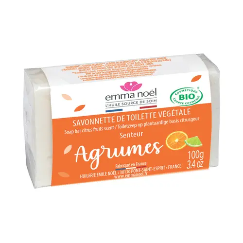 Côté végétal：Savon aux agrumes cosmebio en format de 100 g