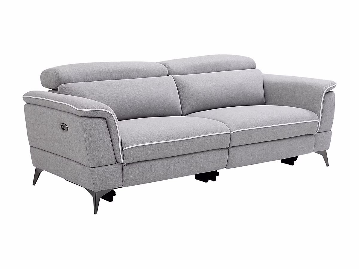 Canapé 3 places relax électrique en tissu gris MACARI – Réf. VAXWLMQNR3597985188