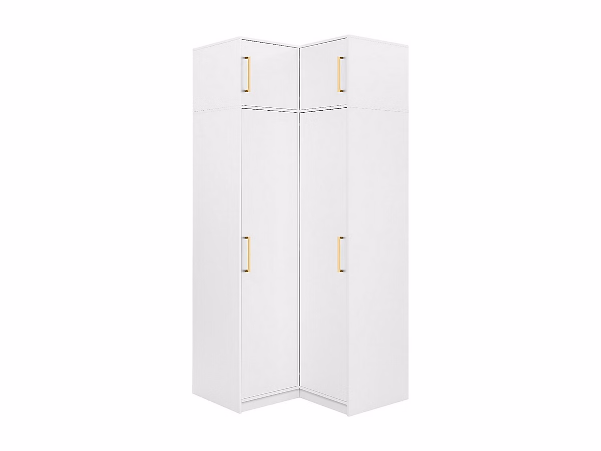 Armoire d'angle 2 portes – L115 cm, Blanc + Réhausse, LIZANDRO