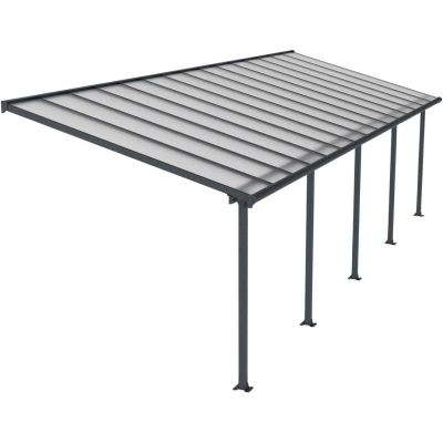 Pergola à adosser en aluminium gris et polycarbonate Olympia (3 x 9.2 m)