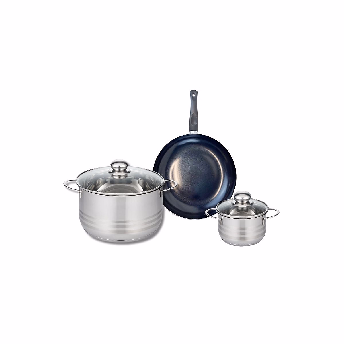 Matériel de cuisson – Ensemble de 1 Poêle de cuisson 20 cm et 2 faitouts 12 et 20 cm Elo Prima Brillant