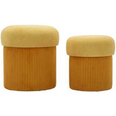 Pouf avec rangement intégré Aspen (Set de 2) (Moutarde)