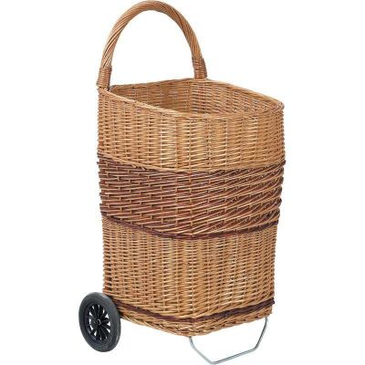 Chariot à bûches en osier sur roulettes (Osier clair)
