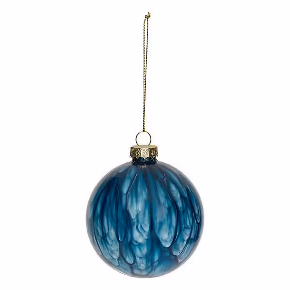 Décoration sapin de Noël – Boule de noël en verre effet marbre bleu ∅80mm Feeric Light & Christmas
