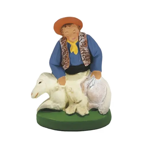 Jardin au quotidien:Personnage de crèche de Noël tondeur de mouton Santons Escoffier - 7 cm