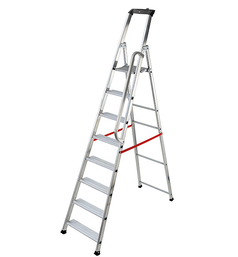 Escabeau, marche pied, échelle et échafaudage – Escabeau professionnel pliable en aluminium 8 marches larges Hailo Alu Pro