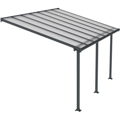 Pergola à adosser en aluminium gris et polycarbonate Olympia (3 x 4.3 m)