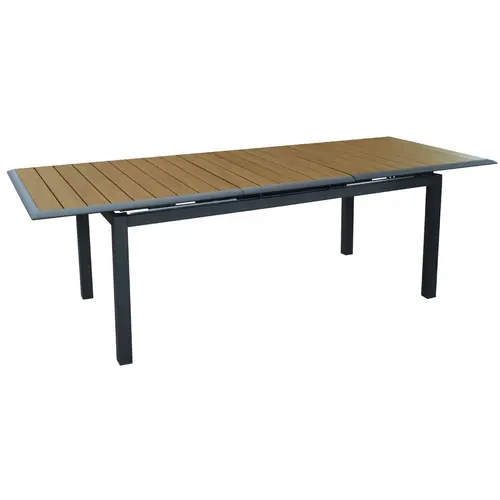 Un atout au quotidien：Table extensible en aluminium graphite/chêne, PROLOISIRS louisiane ii - 187/247x100cm