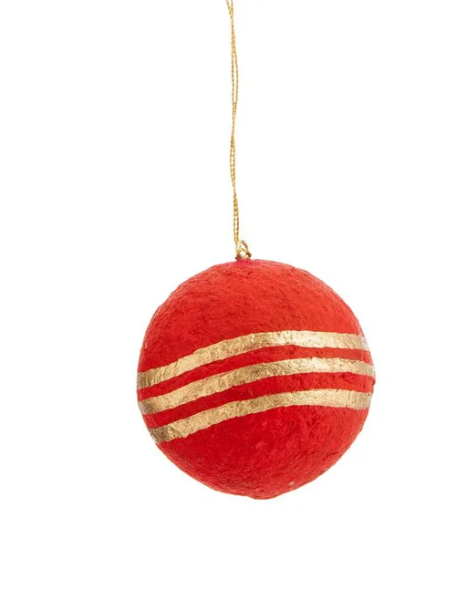 Confort au jardin：Figurine décorative boule coloris rouge en coton maché - 7,5 cm