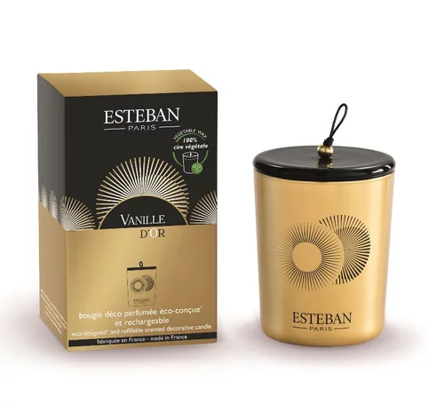 Un choix pratique pour le jardin:Bougie parfumée Esteban collection Vanille d'or – 180 g