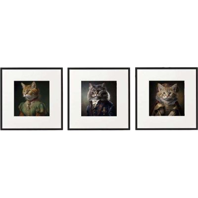 Tableau décoratif Animal head 40 x 40 cm (Lot de 3) (Chats)