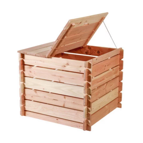 Pour profiter dehors:Composteur basic simple en bois Mon Petit Potager 90 x 90 cm - 438 L