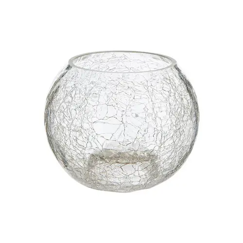 Jardin fonctionnel：Bougeoir boule en verre transparent craquelé - 9 x 11 cm