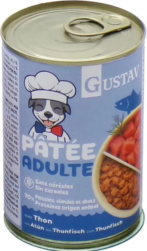 Pour valoriser votre jardin:Pâtée pour chien adulte au thon sans céréales complète Bubimex Gustav - 400 g
