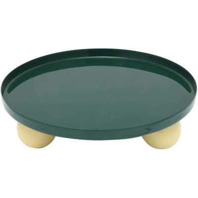 Plateau rond en métal Double Funky Large (Vert et jaune)