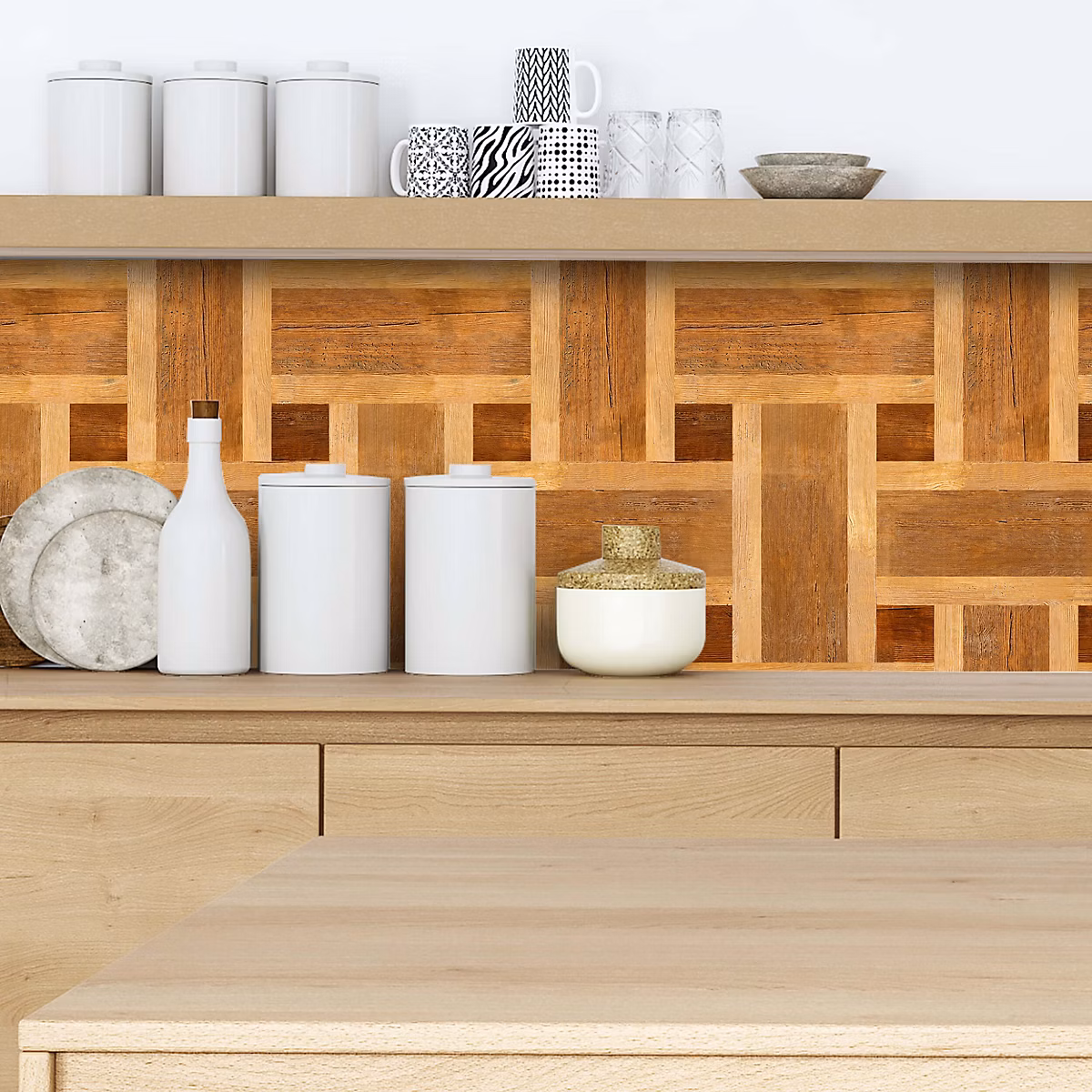 Crédence adhésive effet parquet bois 002 30 × 70cm