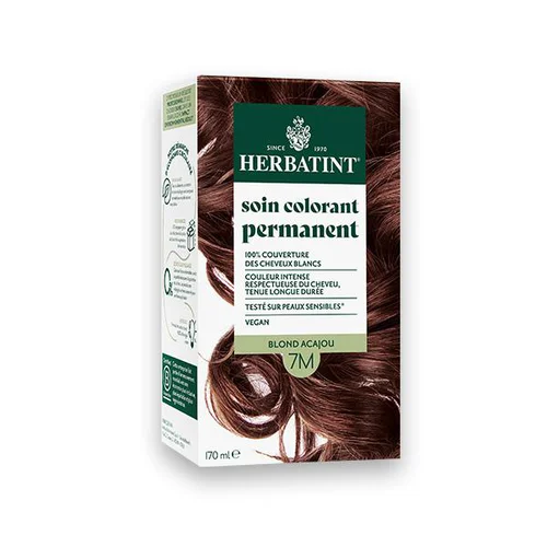 Malin extérieur:Coloration permanente pour cheveux blond acajou 7M aux extraits végétaux biologiques vegan Herbatint - 170 ml