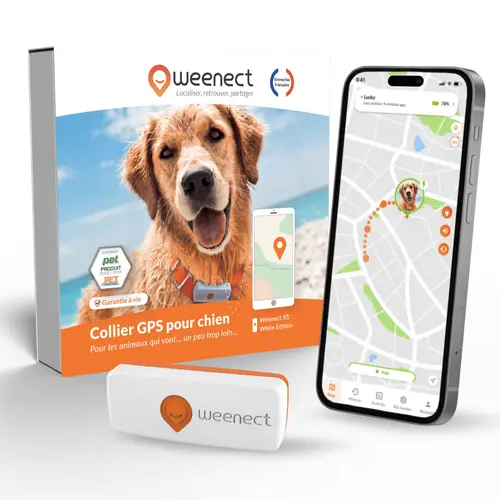 Qualité au jardin:Collier GPS pour chien coloris blanc Weenect