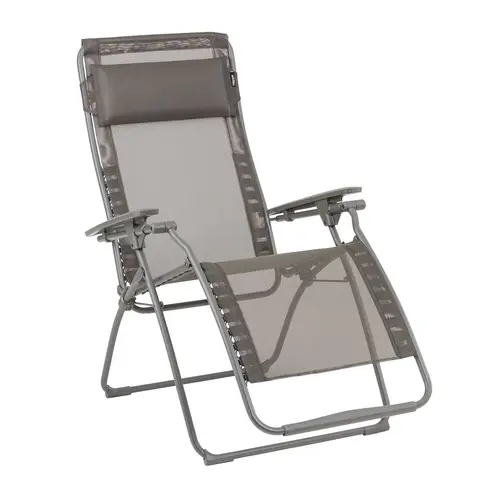 Une solution pratique pour le jardin：Fauteuil relax en tube acier titane et toile Batyline Graphite Lafuma Futura - 71 x 83 x 113 cm