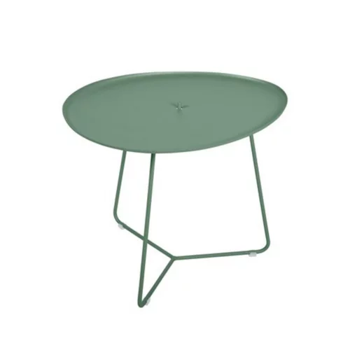Confort nature：Table basse ovale en aluminium avec plateau amovible coloris cactus Cocotte Fermob - 55 x 44,5 cm