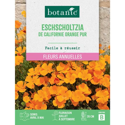 Nature pour le jardin:Graines de fleurs de Pavot ou Eschscholtzia de californie orange pur botanic®