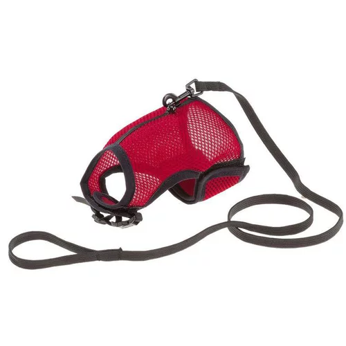 Une solution adaptée au jardin:Harnais pour lapin ou chat en filet nylon coloris rouge Ferplast Jogging – XL