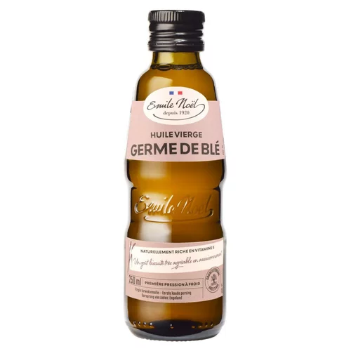 Utile extérieur:Huile vierge de germe de blé bio en bouteille de 250 ml